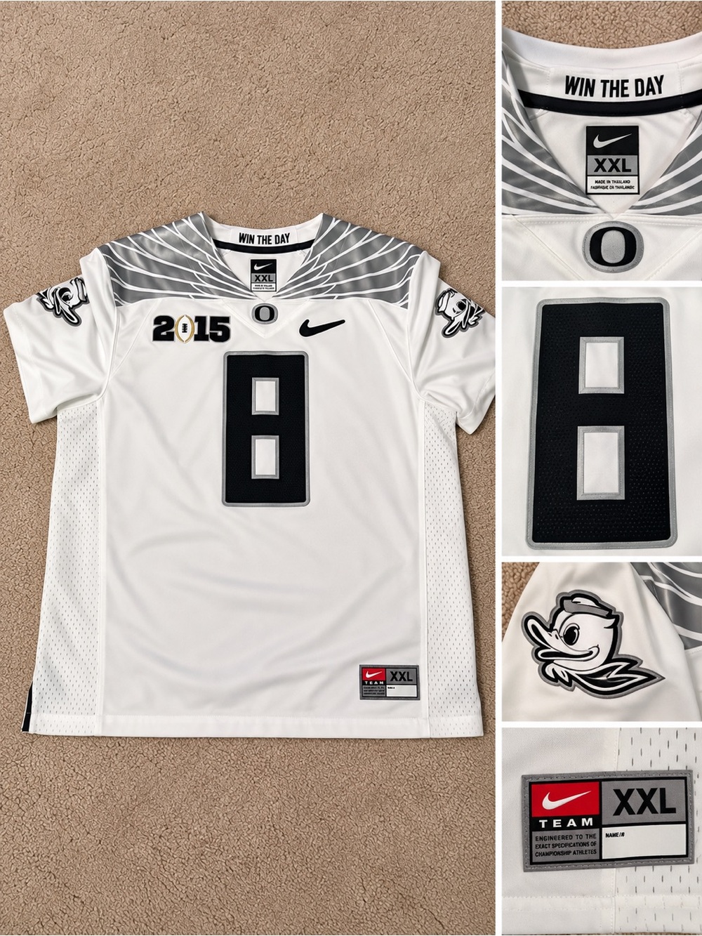 Nike men White & Black Oregon Ducks #8 Football Jersey